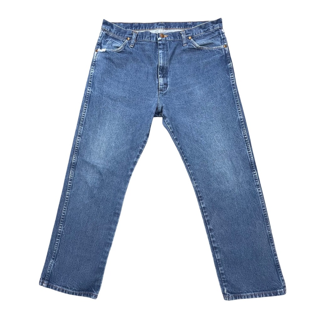Wrangler Blue 13MWZ Cowboy Cut Original Fit Distressed Jeans Mens 38x30